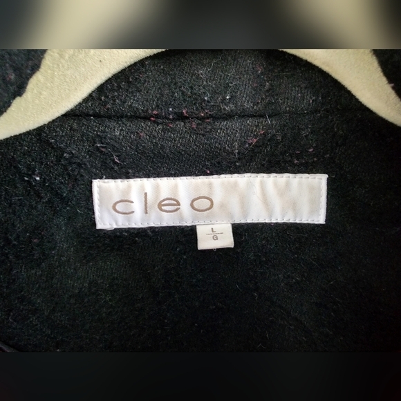 Cleo black wool blend classic coat ladies size large - Picture 2 of 10